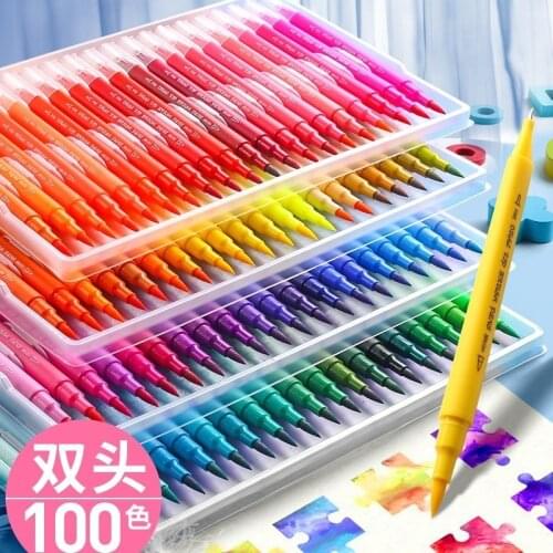 Dual Tips 100 Colors Fine Brush Marker Based Ink Watercolor Paintbrush Sketch Art Marker Pen For Manga Drawing School Supplies