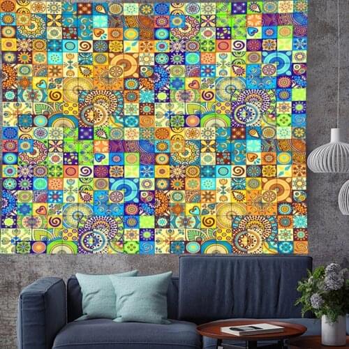 Indian Mandala Tapestry Bohemian Retro Geometry Polyester Wall Hanging Table Cloth Curtain Blanket Yoga Mat Blanket Sandy Beach