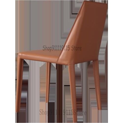 Italian Minimalist Saddle Leather Dining Chair Nordic Modern Family Hotel Internet Bar Hairdressing And Manicure Chair