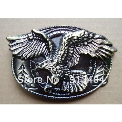 JF-B429 Wholesale brand new Bronze Oval flying eagle belt buckle