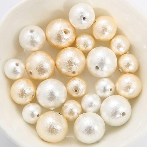 10Pcs White Ivory 8 10 12mm Natural Cotton Pearl Beads Round Loose Beads for Cute Earring Bracelet Necklace DIY Sewing Craft