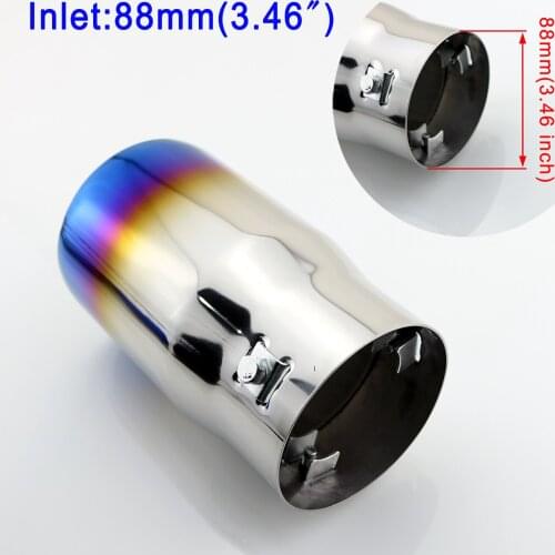 Stainless Steel Exhaust Muffler Pipe Cover 88mm 3.5" Inlet Vehicle Back Tail End Tip Rear Silencer Decoration Accessories