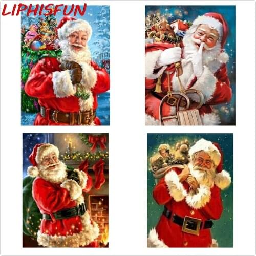 LIPHISFUN Diamond Embroidery Christmas Cross Stitch Full Square Round Drill Diamond Painting Santa Claus Rhinestone Home Decor