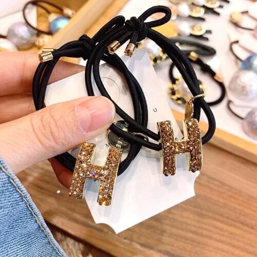 Fashion Girl Sweet Rhineston Elastic Hair bands Headband Women Hair Accessories Beauty Hair Rope Ponytail Headwear