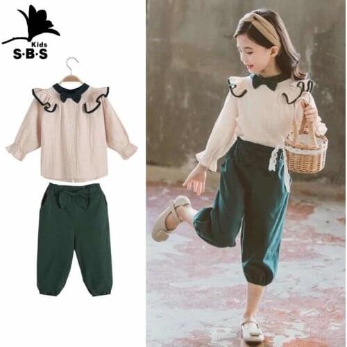 3-10 Years Old Girls Fashion Two-piece Suit Cotton Top Long Sleeve 2020 Spring and Autumn Casual Set