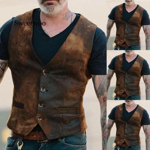 Mens Casual Vest Male Clothing Explosion Models European And American Handsome Fashion Retro Mens Single-breasted Vest