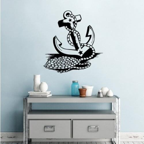 Boat Anchor Wall Decals Sea Ocean Boat Anchor Wall Sticker Home Decor Nautical Theme Removable Vinyl Anchor Wall Poster AY1518