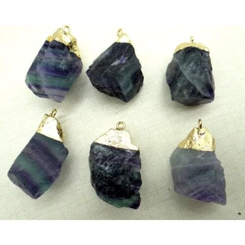 Natural stone Turquoises Quartz crystal fluorite irregular charms Pendant for diy Jewelry making necklace Accessories6pcs A5