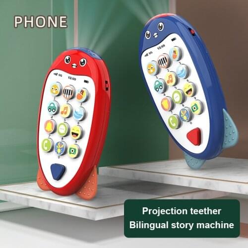 Novelty Mobile Phone Educational Story Machine Music Toys Baby Early Education Teeth Bite Resistant Bilingual Audio-visual Toys