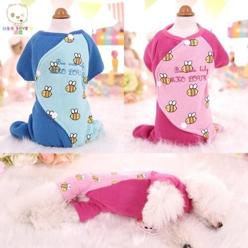 Pet Clothes Spring And Autumn Jumpsuit Cartoon Print Dog Costume Soft Cat Puppy Pajamas Clothing Fully Shrouded The Belly Jacket