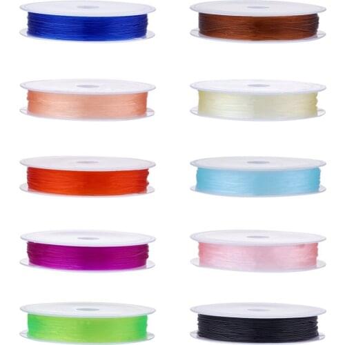 PandaHall 10Roll 0.6mm Jewelry Beading Cords Crystal Thread for Stretch Bracelet Necklace Jewelry Making DIY Accessories Finding