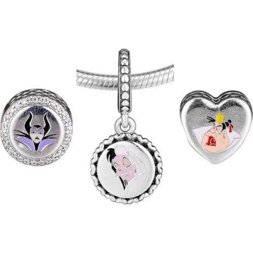 Villains Charms Royal Badness beads 925 sterling silver heart charm Fit beads Bracelets necklaces DIY pendant For Jewelry Making