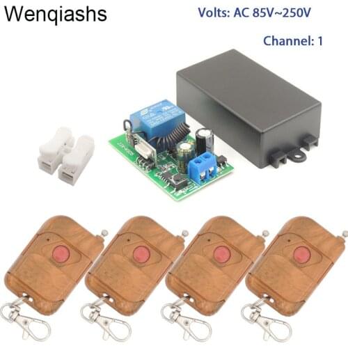 Wenqia RF Switch Remote Control AC 85~220V 10Amp 2200W 1CH Relay Receiver and Transmitter for smart Led/Lights controller