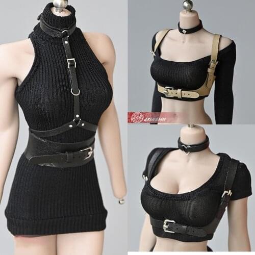 1/6 Scale Female Belt Handmade body harness Faux Leather Body Bondage Cage Sculpting Harness Solid Waist Belt Straps Suspenders