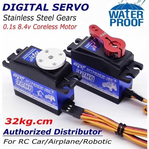 SPT5632W-180 32kg Coreless Waterproof Large Metal Gear Standard Digital Servo For 1:8 1:10 RC Climber Car Airplane Robot Arm