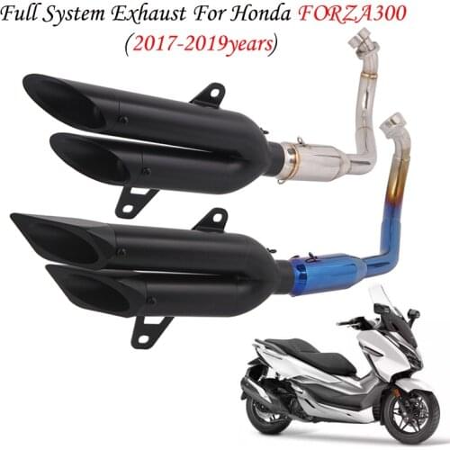 Slip On For FORZA 300 FORZA300 2017-2019 Full System Muffler 2 Holes Front Link Pipe Motorcycle Exhaust Escape Modified