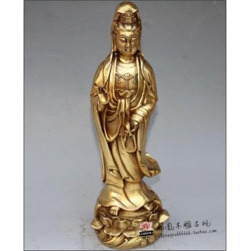 Elaborate Chinese Antique collection Imitation ancient brass Bodhisattva ornament Statue