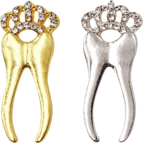 Rhinestone Crown Tooth Shape Brooch Corsage as Dentist Gifts Brooches For Badges Backpack Accessories Adornment