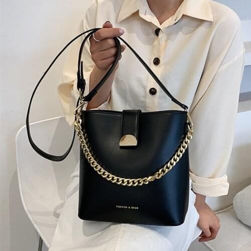 Fashion Chain Bucket bag for women Handbag PU leather Shoulder Bag Luxury designer Ladies Crossbody Bag female Totes white bolsa