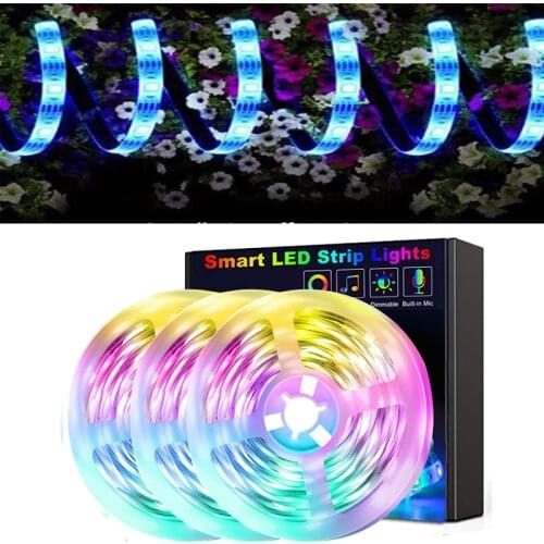 5/10/15/20M Led Strips Lights 5050 Round RGB Flexible Tape Led Ribbon Music Sound Control Set Led Lights with Smart APP Control