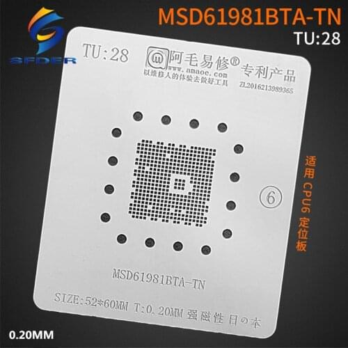 Amaoe BGA Stencil Reballing MSD61981BTA-TN TU28 For LCD TV CPU IC Pin Square Hole Solder Tin Plant Net Heating Template 0.20MM
