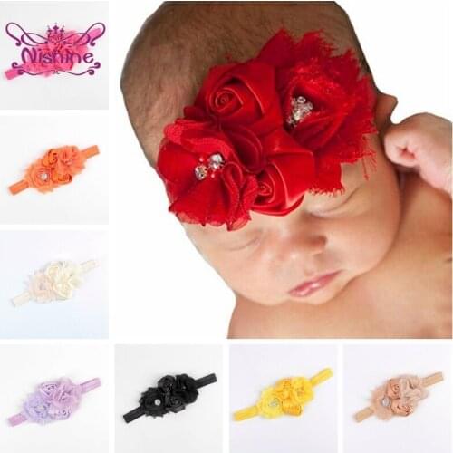 Vintage Princess Girls Acrylic Shabby Flower Headband Baby Girls Rose Floral Hair Band Children Headwear Kids Christmas Gifts