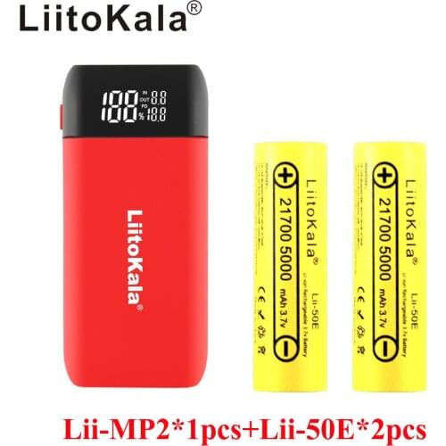 LiitoKala Lii-MP2 Power Bank Type C Input QC3.0 Fast Charging Charger + Lii-40A Lii-50E 21700 4000mah 5000mah battery