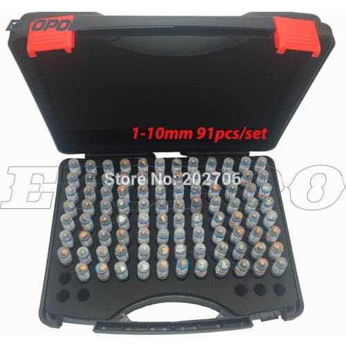 1.00~10.00mm Precision Steel Pin Gauge 1~10.00 step 0.1mm Smooth Plug Gauge Hole Gauge set pin Measuring Tool,91pcs/lot