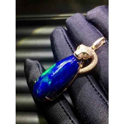 Fine Jewelry 18K Gold AU750 G18K Natural 100% nature Opal 21.5ct Gemstone Diamond Pendant Gemstone Necklaces for Women