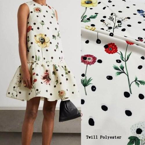 145cm Width Fashion Dot And Flower Printed Cotton Or Chiffon Fabric For Woman Dress Blouse Pants DIY Cloth Sewing Material