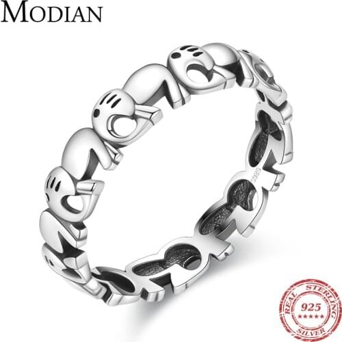 Modian Fashion 100% 925 Sterling Silver Animal Stackable Elephant Female Charm Cute Finger Ring For Women Fine Jewelry Anillo