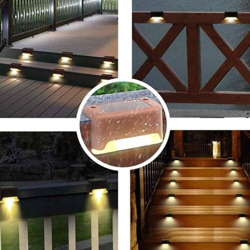 1-16pcs LED Solar Light Path Stairs Outdoor Waterproof Wall Lights Garden Landscape Step Deck Lights Balcony Fence Decoration