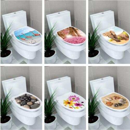 1Pcs 3D toilet Stickers Bathroom decorative Paste Bathroom decoration waterproof painting Wall Sticker Home Decor wallpaper post