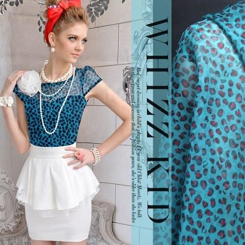 100% silk blue leopard really Siou organza fabrics at wholesale high-grade silk clothing cloth