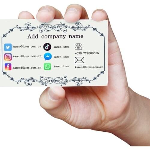 100pcs Customized business cards DIY text Single-sided printing Facebook Twitter INS Template For Cust Work card