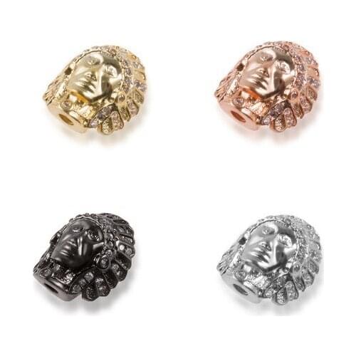 12*15 Indians face crystal micro pave cz zircon cubic zirconia beads DIY Copper necklace charm bracelet connectors 3efr