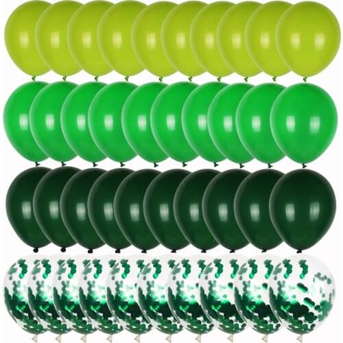 40pcs 10inch green latex balloons for boy kids birthday party decoration balloon olive green balloon jungle animal balloon set
