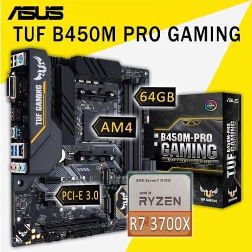 ASUS TUF B450M PRO GAMING Motherboard With AMD Ryzen 7 3700X Motherboard Combo DDR4 AMD B450 Gaming Placa-mãe AM4 Mainboard Set
