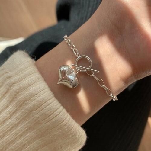 Bracelet Peach Heart Chain Charm For Women Korean Simple Vintage Design Fashion Hot Sale New Trendy Student Girlfriend Jewelry