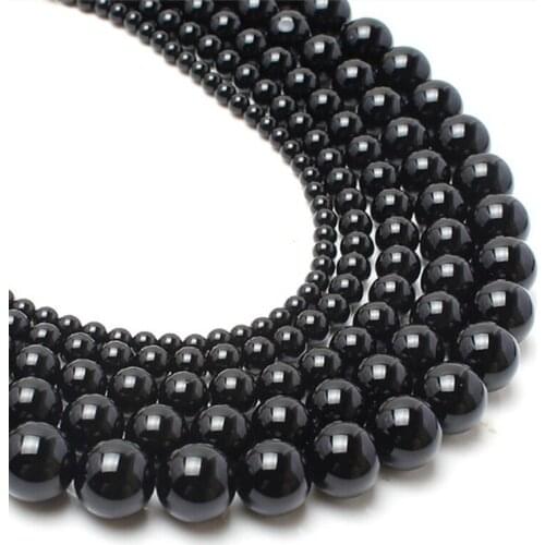 Black Agate Bead 4/6/8/10 Mm Round Loose Beads for Jewelry Making Necklace DIY Bracelets Accessories