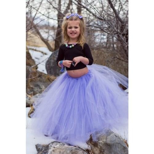 Girls Lavender Long Tutu Skirt Kids Ballet Dance Tulle Pettiskirts Underskirt Children Christmas Birthday Party Costume Skirts
