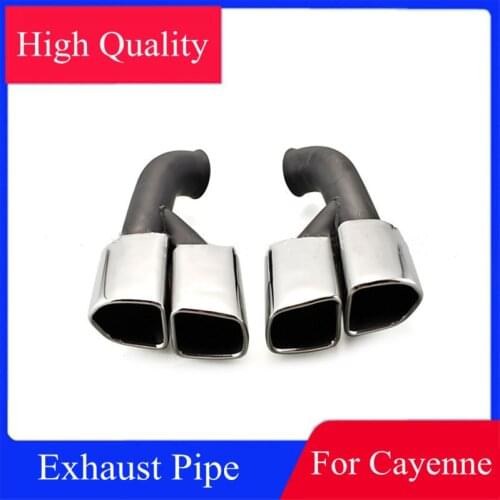 Pair Car Styling Double Exhaust Muffler Tailtip Pipe For Porsche Cayenne GTS Style 2015-2017 Rear Exhausts System