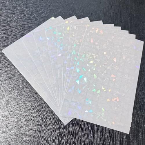 Holographic Broken Glass Foil Adhesive Tape Back Hot Stamping On Paper DIY Package Color Card 105x165mm 50 Sheets