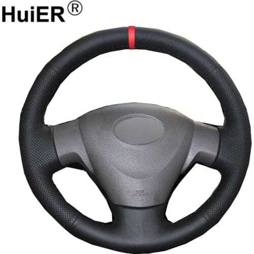 HuiER Hand Sewing Sew Car Steering Wheel Cover Red Marker For Toyota Corolla 2009-2013 Matrix 2009-2010 Auris 2007 2008 2009