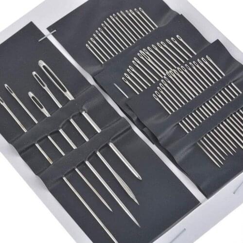 55Pcs Stainless Steel Sewing Needles Large Eye Needles Cross Stitch Needles 5 Sizes Household Embroidery DIY Crafts Tools