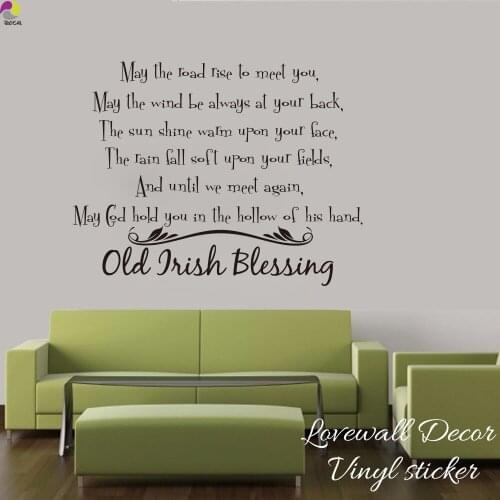 Irish Blessing Wall Sticker Living room Bedroom Old Irish Blessing Saying Inspiration Motivation Quote Wall Decal Vinyl Decor