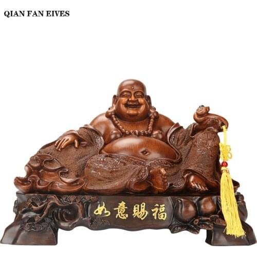 Resin Chinese statue of God of Wealth laughing Buddha，Modern Art Hand Carved Buddha Statue，Home decoration accessories statue