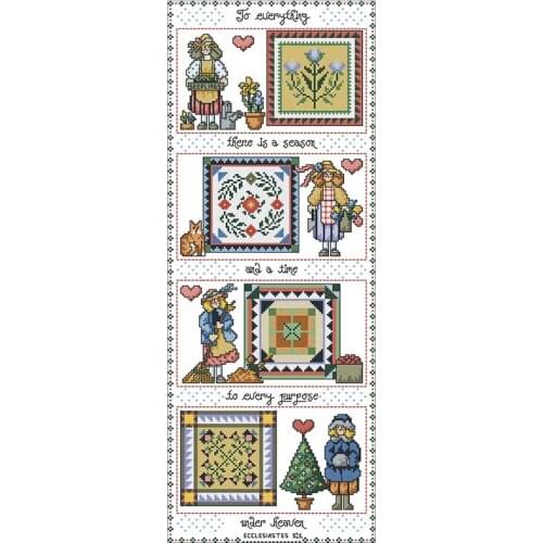 Girls' seasons patterns Counted Cross Stitch 11CT 14CT 18CT DIY Chinese Cross Stitch Kits Embroidery Needlework Sets