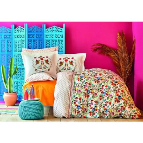 4 PIECES BEDDING SET - PARLIN - 200X220 - DUVET COVER SHEET 2PCS PILLOWCASES - 100% COTTON - KARACA