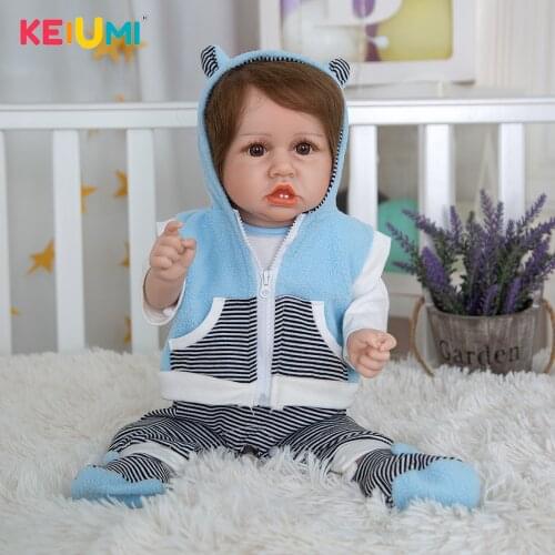 49 CM Cute White Skin Alive Reborn Baby Doll Rooted Fiber Hair Full Silicone Reborn Doll For Children Fashion